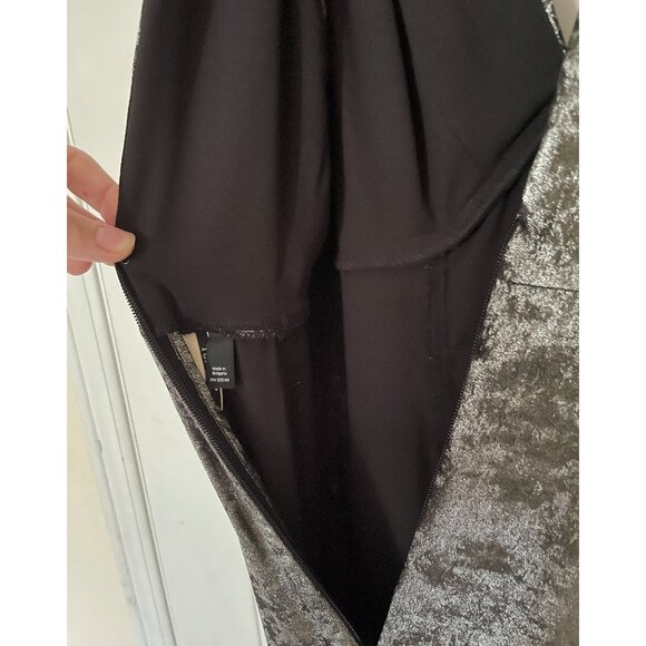 NWT TopShop Cold Shoulder Silver Metallic Foil Maxi Dress Size 2 - Picture 6 of 8